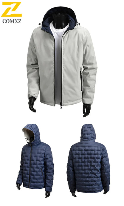 Winter Warm Padded Snow Coat Men's -20 Degree Hooded Outdoor Thick Parka.