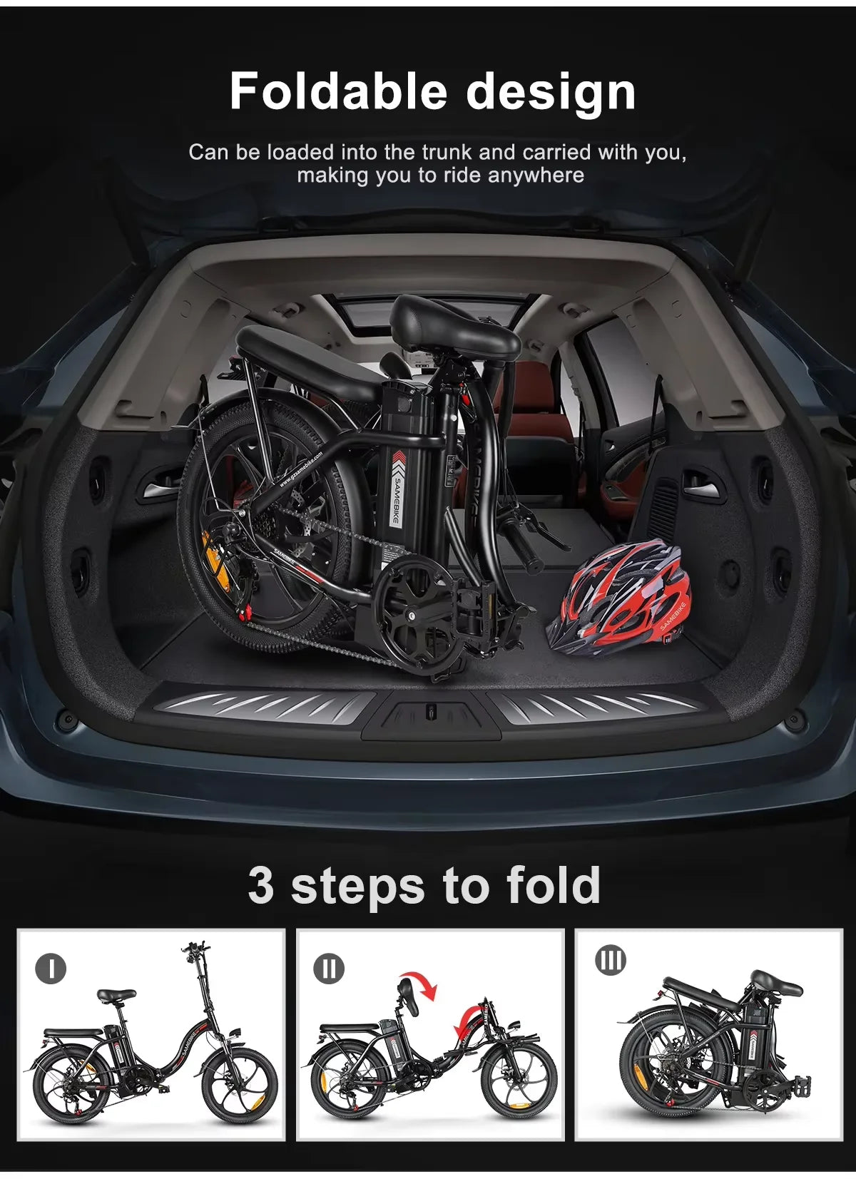 E-bike 350W Motor 36V 12AH Removable Battery Electric Bike Folding.