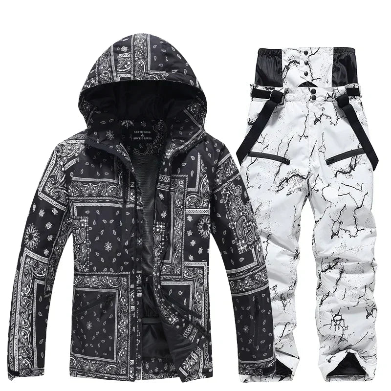Winter Ski Suit Set -30℃ Cold Snowboard Wear Men/Women Ski Suit Waterproof.