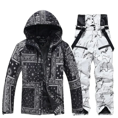 Winter Ski Suit Set -30℃ Cold Snowboard Wear Men/Women Ski Suit Waterproof.