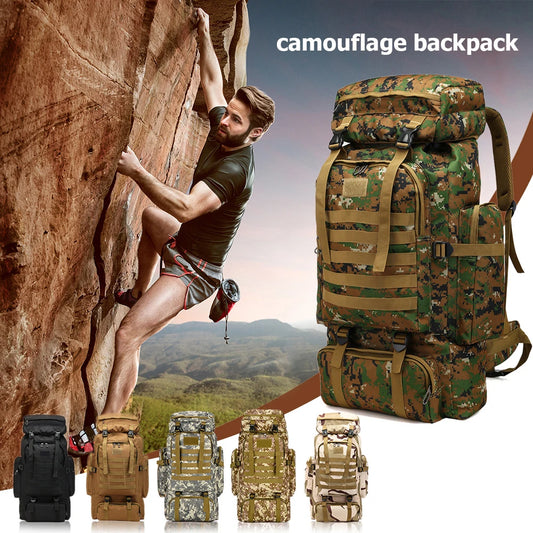 80L Tactical Backpacks, Outdoor Survival Bags 600D Oxford Cloth.