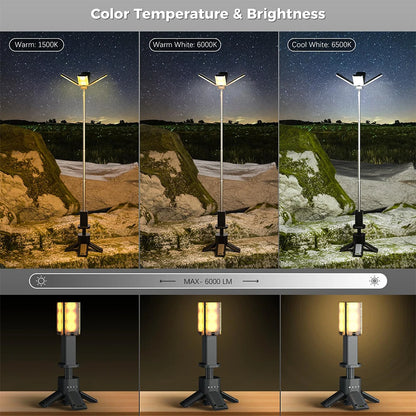 14000mAh Rechargeable Bright  Rotatable Telescopic LED RV Camping Lantern.