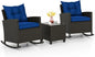 3 Piece Patio Furniture Rocking Bistro Set, Wicker.