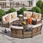 9 Piece Outdoor Patio Furniture Set, Half-Moon Curved Sectional.