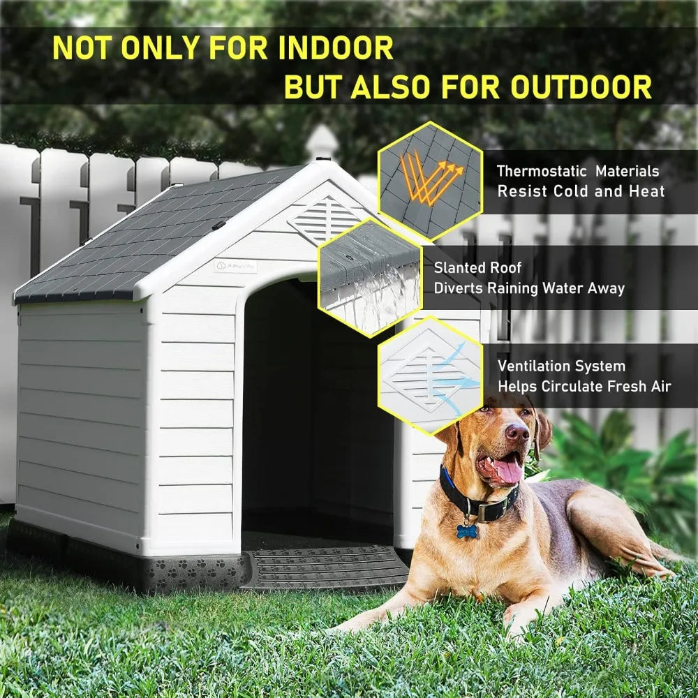 Durable Waterproof Plastic Dog House for Small to Large Sized Dogs.