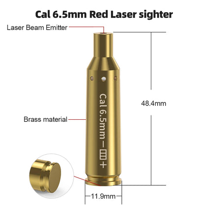 6.5MM Optics Cartridge Red Dot Laser Brass  Bore sighter.