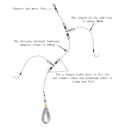 10/50pcs Stainless Steel T-Turn 3 Way Fishing Connector  Rolling Swivel Fishing Tackle Connector Luminous beads attract fish