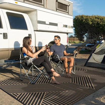 Reversible Outdoor Plastic Straw Rug, Lightweight Mat.