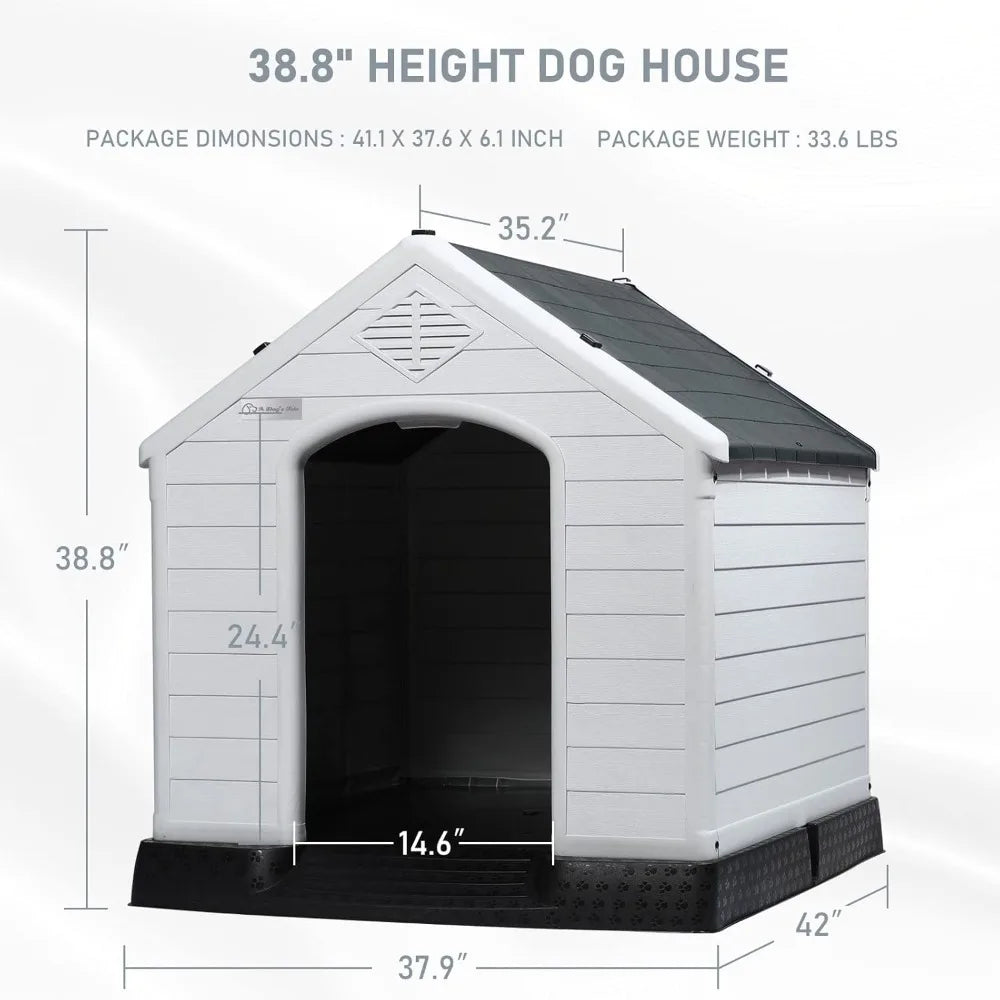 Durable Waterproof Plastic Dog House for Small to Large Sized Dogs.