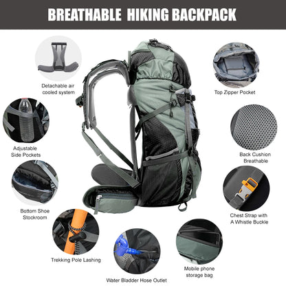 60L Explorer Internal Frame Backpack with Rain Cover.