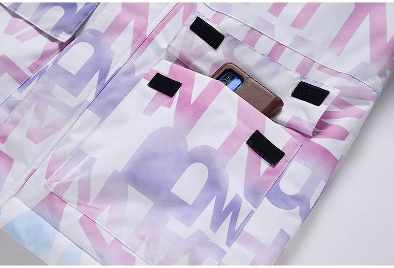 Women Ski Suit Winter Windproof Waterproof Snowboarding Jacket and Pants.