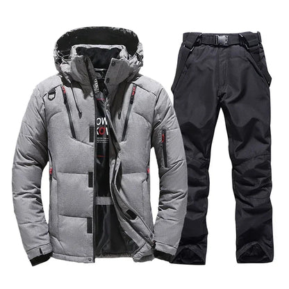 New Thermal Winter Skiing Down Jacket Ski Suit Men Snowboard pants Warm Snowmobile Clothing.