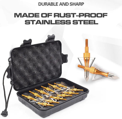 12PK Hunting Screw-in Broadheads 100 Grain Arrow Tips
