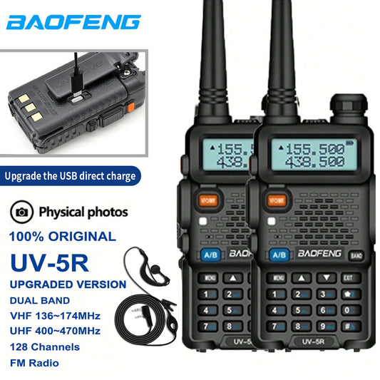 1PC/2PCS  UV-5R USB Long Range Portable Two Way Radio Baofeng CB Radio Walkie.