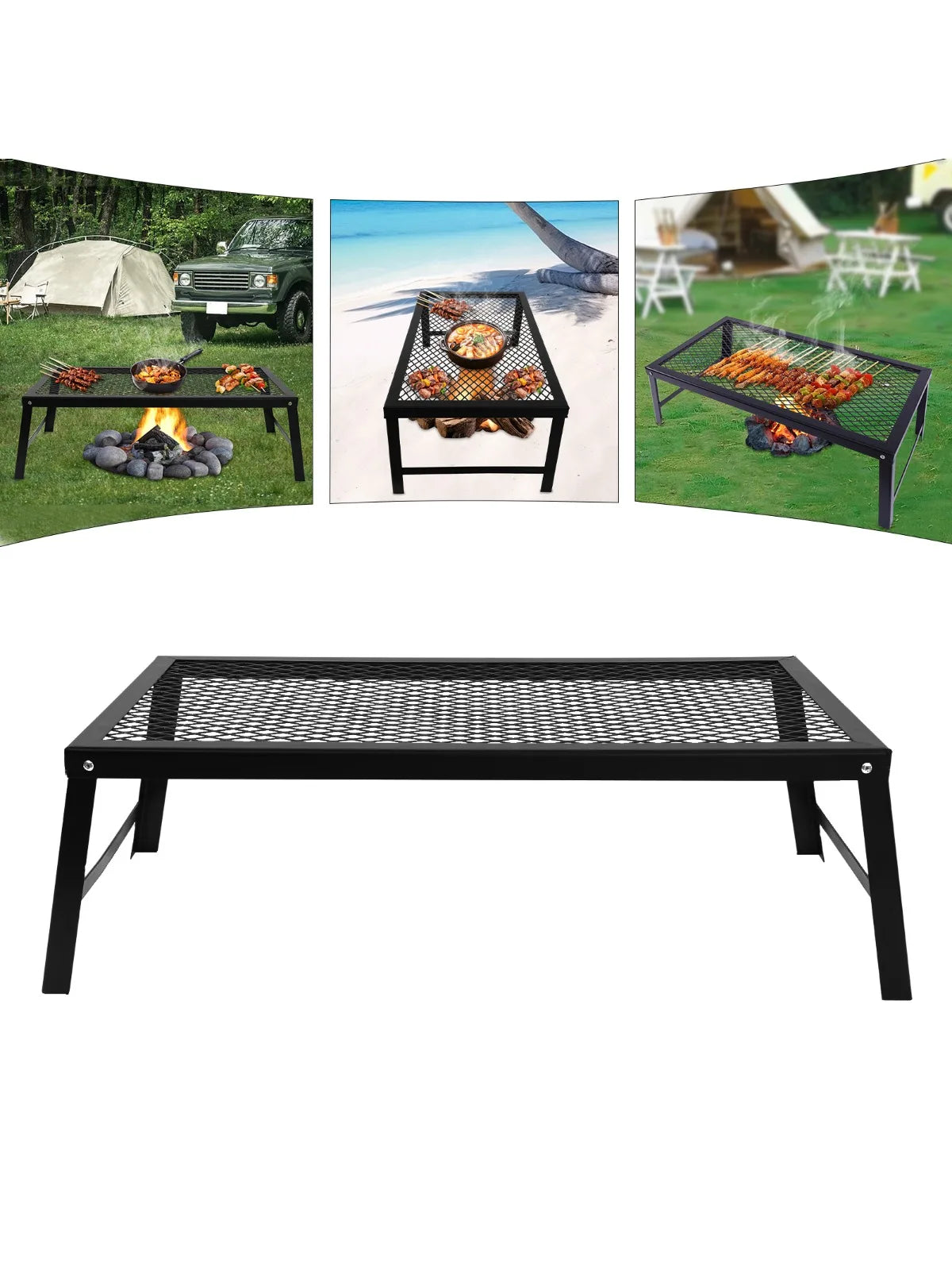 Folding Grill Rack Portable Barbecue Net Table BBQ.