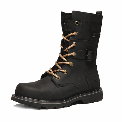 Leather Men's Hiking boots Motorcycle Boots waterproof trekking