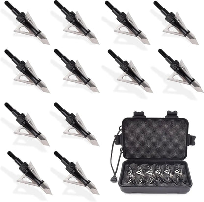 12PK Hunting Screw-in Broadheads 100 Grain Arrow Tips