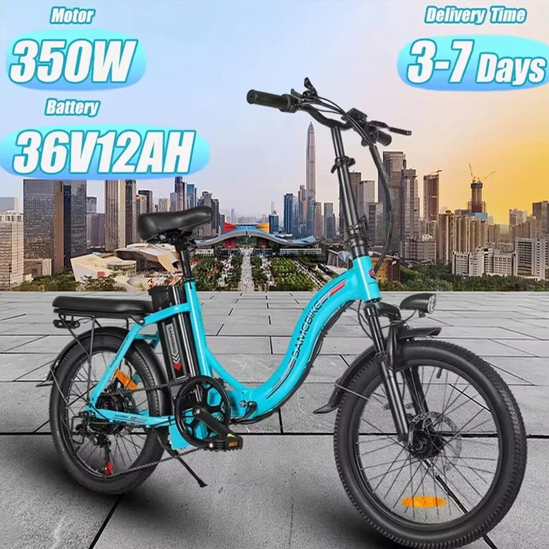 E-bike 350W Motor 36V 12AH Removable Battery Electric Bike Folding.
