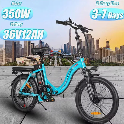 E-bike 350W Motor 36V 12AH Removable Battery Electric Bike Folding.