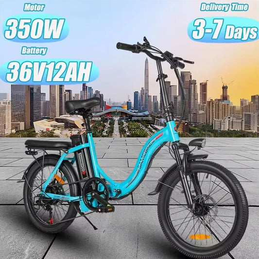 E-bike 350W Motor 36V 12AH Removable Battery Electric Bike Folding.