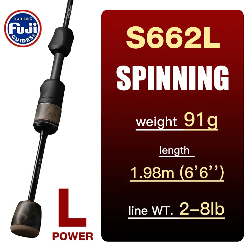 Stream Baitcasting Fishing Rods Ultralight Carbon Solid Wood Handle.