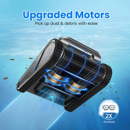 Cordless Robotic Pool Cleaner, Pool Vacuum for Inground Pools with 4 Motors.