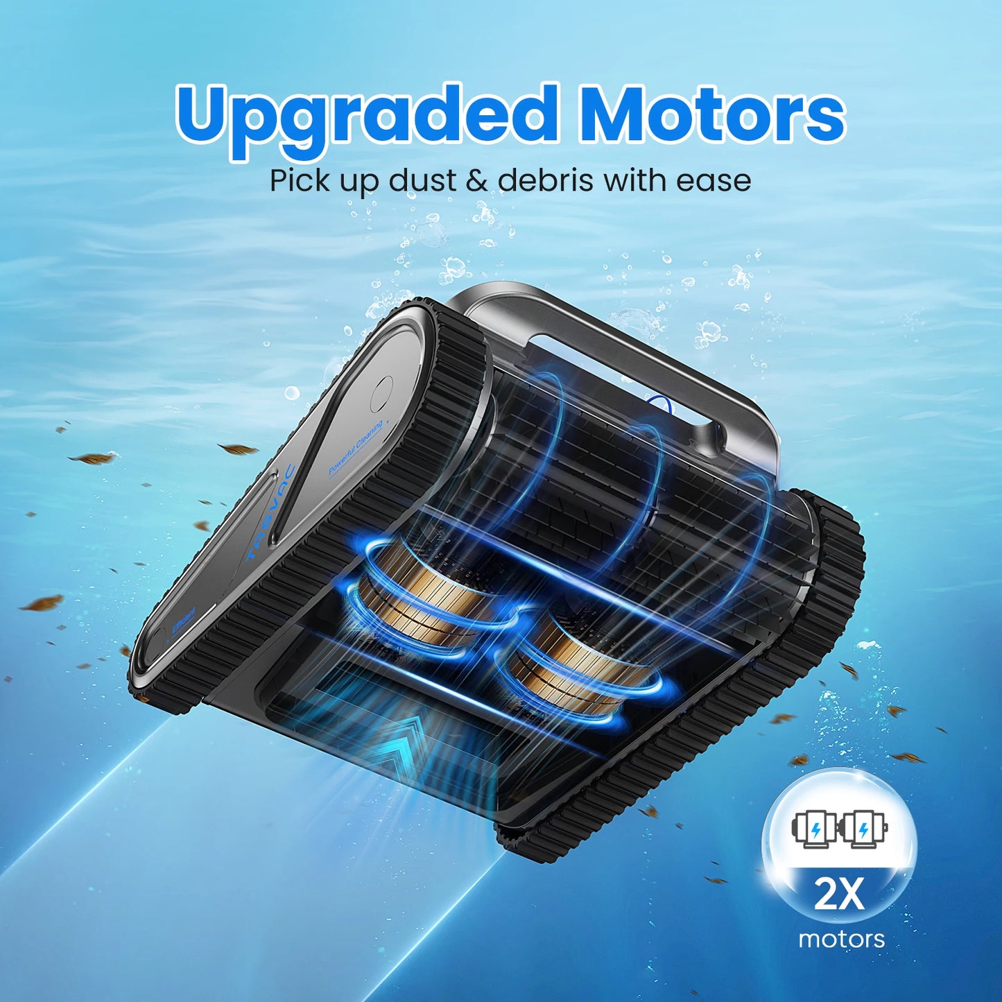 Cordless Robotic Pool Cleaner, Pool Vacuum for Inground Pools with 4 Motors.
