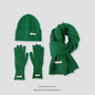 Knitted Winter Scarf Woman Solid Color Hat Scarf Gloves.