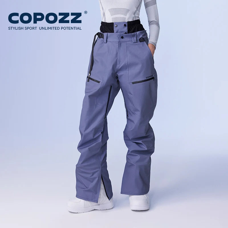 COPOZZ Winter 3L Ski Pants Men Loose Trousers Outdoor Snowboard Windproof Waterproof Snow Pants Keep Warm Women Ski Clothes