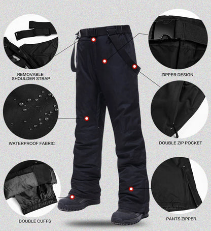 Ski Suit Men Thermal Winter Windproof Skiing Down Jacket and Bibs Pants.