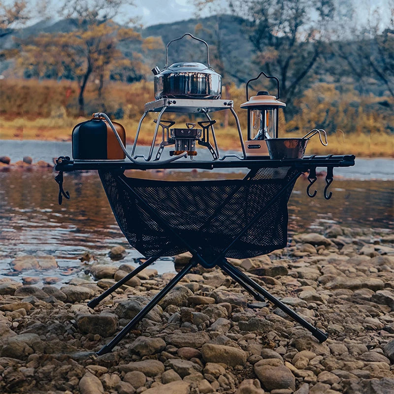 Folding Camping Table Aluminum Lightweight Portable Table with Storage Mesh Bag.