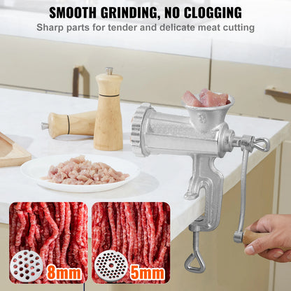 Manual Meat Grinder Heavy Duty Hand Meat Grinder Steel Table Clamp.