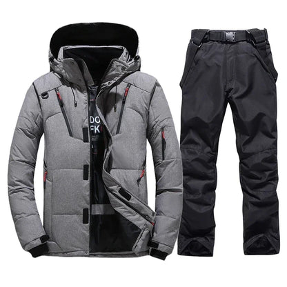 New Thermal Winter Skiing Down Jacket Ski Suit Men Snowboard pants Warm Snowmobile Clothing.