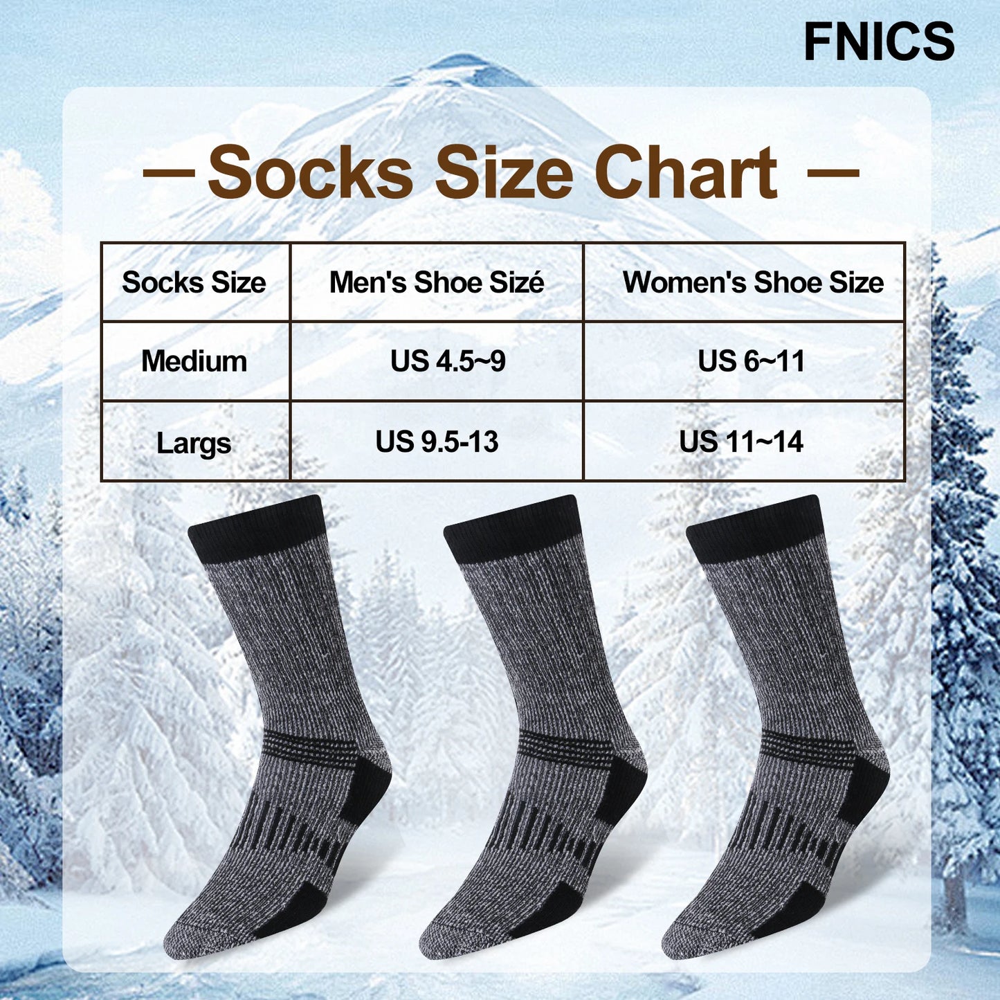 3 Pairs Men Women Merino Wool Crew Socks .