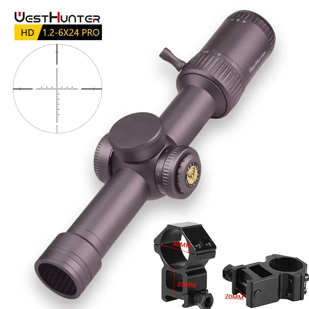 HD 1.2-6X24  Compact Riflescope SFP R&G Illumination 1/5 MIL Glass Etched Reticle.