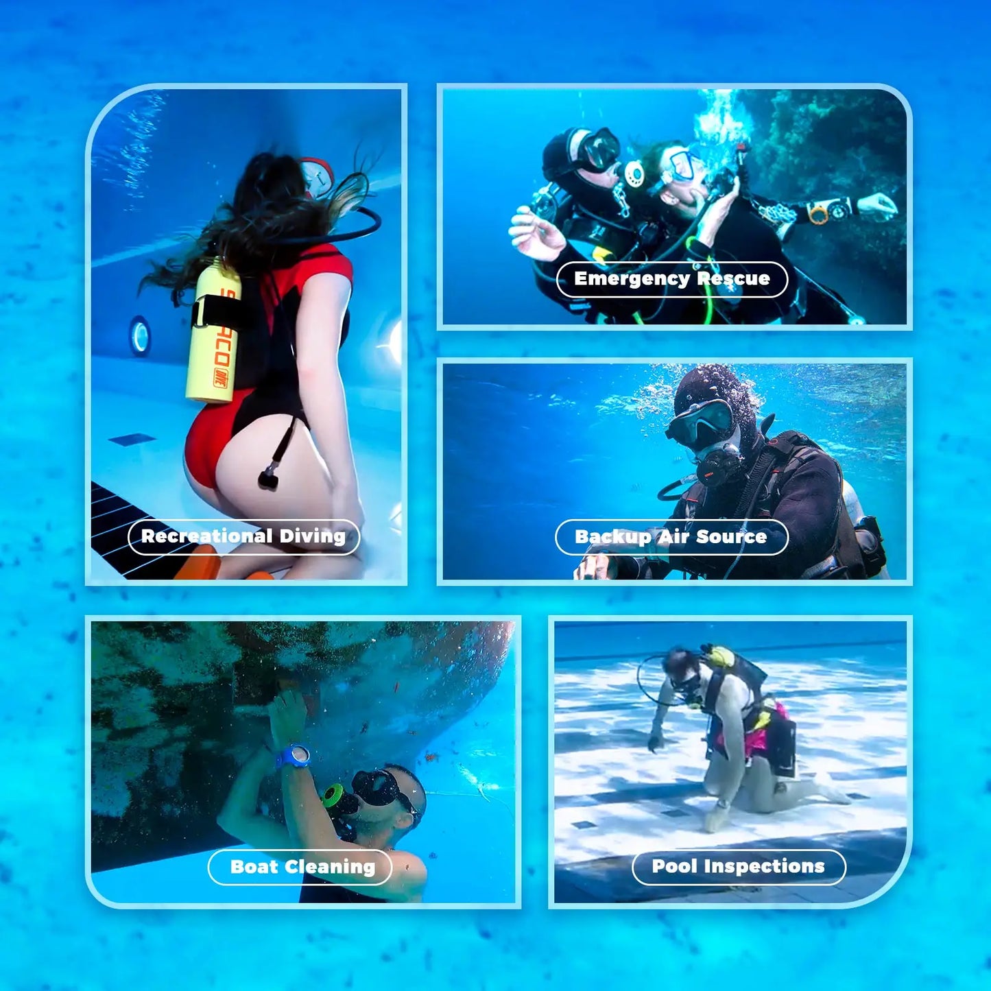 2L Mini Scuba Tank Diving Oxygen Underwater Breathing.