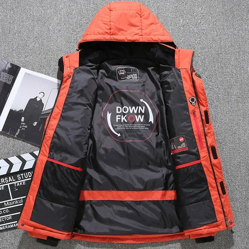New Thermal Winter Skiing Down Jacket Ski Suit Men Snowboard pants Warm Snowmobile Clothing.
