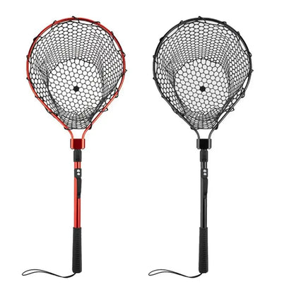 Fishing Net With Handle Telescoping Fishing Landing Net Portable Silicone Mesh Folding Fish Hand Net Fishing Gear Accessorie