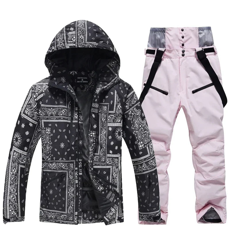 Winter Ski Suit Set -30℃ Cold Snowboard Wear Men/Women Ski Suit Waterproof.