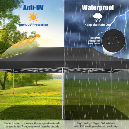10x20 Heavy Duty Pop Up  Commercial Instant Canopy with Roller Bag, Party Tent Waterproof.