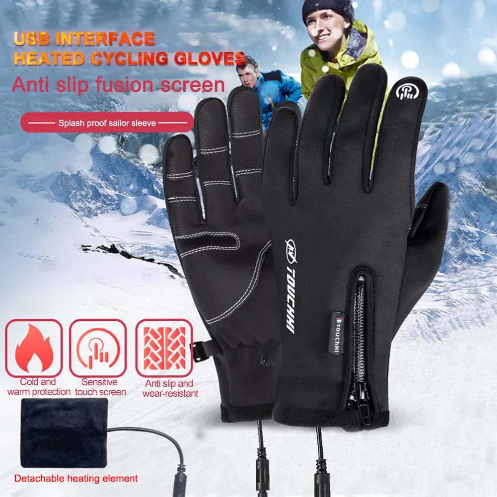 Electric Thermal Heat Gloves Winter Warm Touch Screen Waterproof Rechargeable 
.