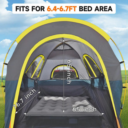 Truck Bed Tent  Rain Protection Pickup Truck Tents, Easy Set-up For 2 Person, Fits Full Size Short Bed, 5.5-5.8ft/ 6.4-6.