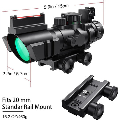 4x32 Riflescope with Fiber Optic Sight Illuminated Reticle