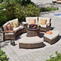 9 Piece Outdoor Patio Furniture Set, Half-Moon Curved Sectional.