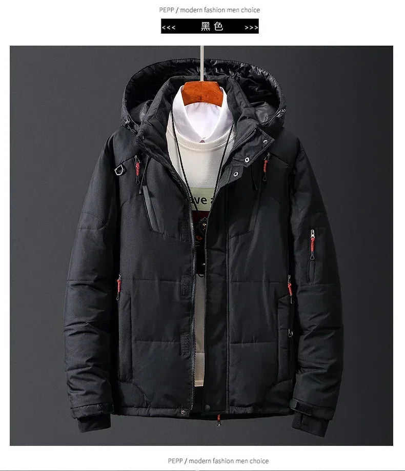 Men White Duck Down Parkas -20 Degree Winter Jacket Men's.