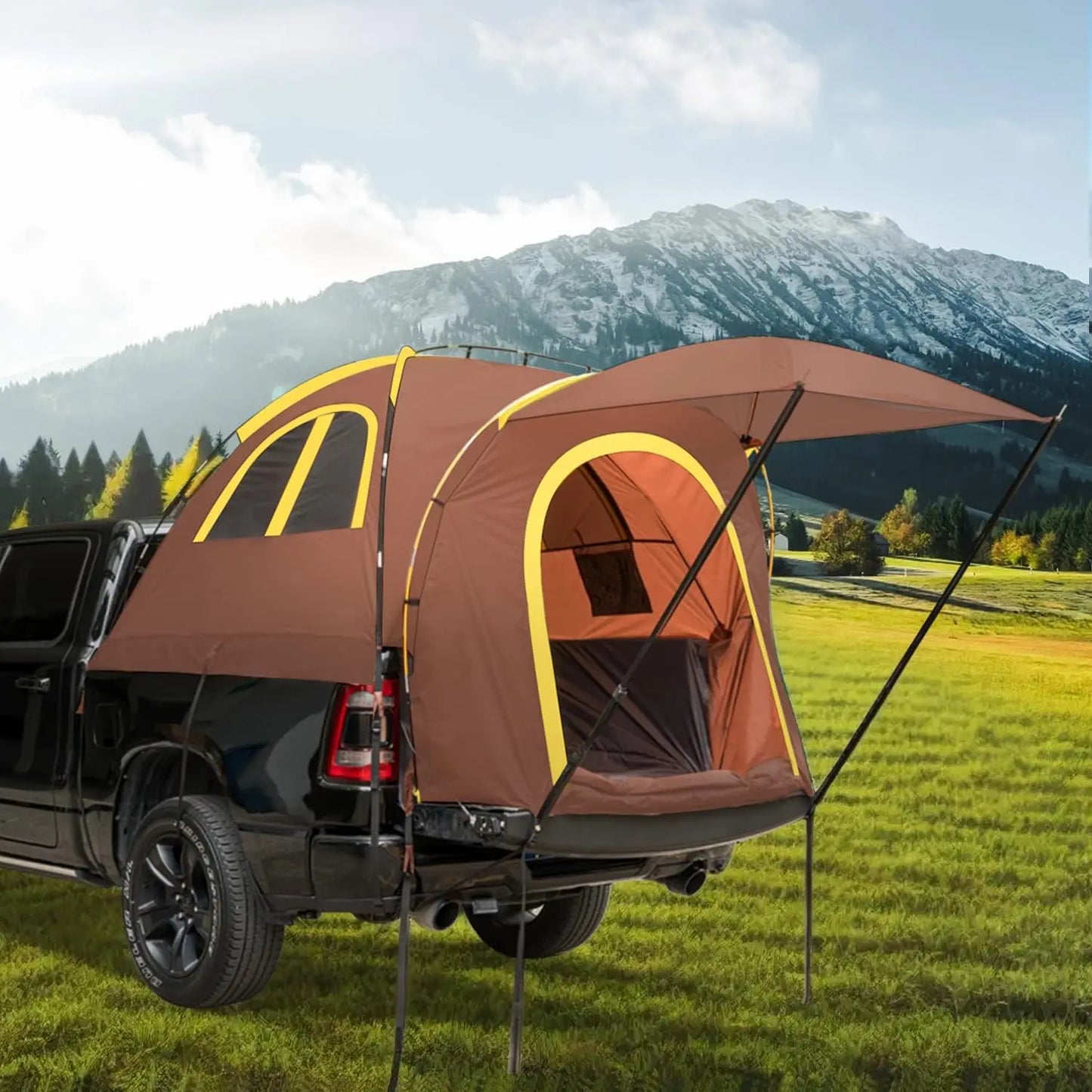 Truck Bed Tent  Rain Protection Pickup Truck Tents, Easy Set-up For 2 Person, Fits Full Size Short Bed, 5.5-5.8ft/ 6.4-6.