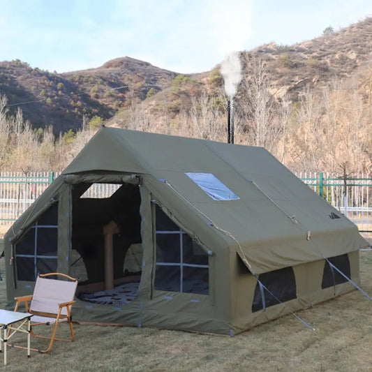 Inflatable Tent for Camping, 6-10 Person Blow up Tent Easy to Set ,Glamping with Stove Jack.