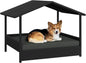 Wicker Dog House Outdoor Indoor with Canopy.