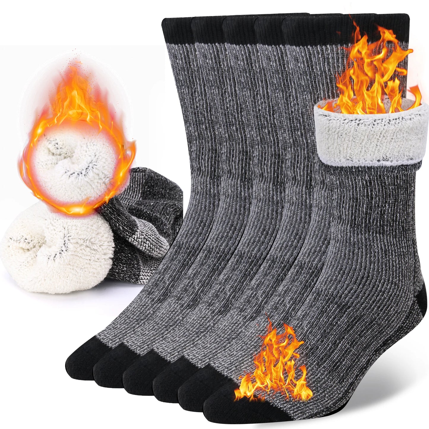 3 Pairs Men Women Merino Wool Crew Socks .