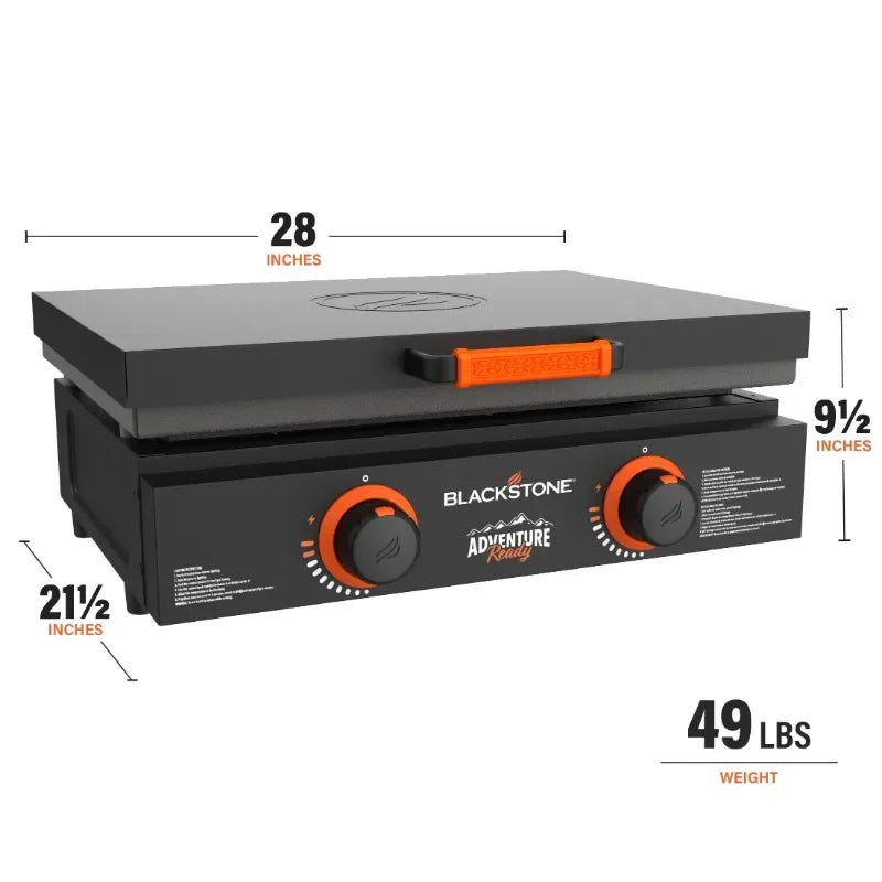 Blackstone Adventure Ready 2-Burner 22" Propane Griddle with Hard Cover in Black.